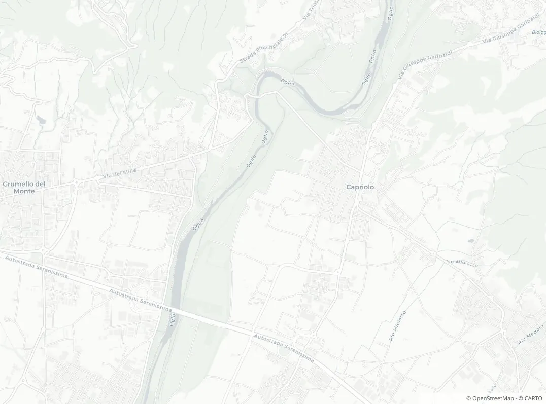 Mappa della zona della ricerca di Kiki, lungo il fiume Oglio presso Capriolo (BS)